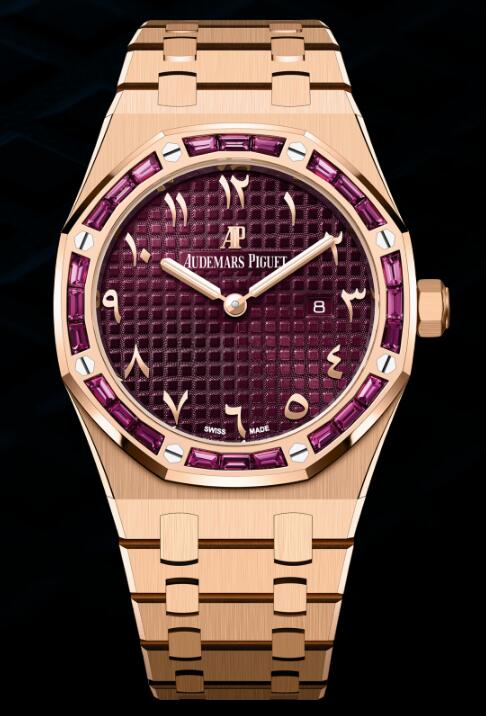 Review 67656OR.GR.1261OR.01 Audemars Piguet Royal Oak 67656 Quartz Pink Gold Garnets replica watch - Click Image to Close